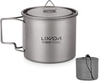 Lixada Titanium Pot, Lightweight Camping Pot Titanium Cup Titanium Backpacking Pot with Portable Foldable Handles for Outdoor Camping Hiking Backpacking