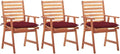 Patio Dining Chairs,Bistro Chair,Camping Chair,Armchair,Outdoor Chairs,Beach Chair,Fishing Chairs,Barbecue Chairs,for Deck, poolside,Camping,Beach,Campsite, 3 pcs with Cushions Solid Acacia Wood