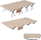 Folding Camping Cot Camping Bed Aluminum Alloy Folding Ultra-Light Lightweight Outdoor Camping Tent Break 4/3pcs Rods(90 cm Khaki B)