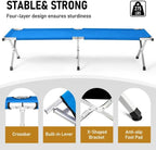 Portable Folding Camping Cot, Heavy Duty Sleeping Bed with Carrying Bag, 610D Oxford Cloth & Lightweight Aluminum Frame, 275lbs Load, Outdoor Cot for Adults, Travel, Hiking, Office (Blue, 4 Pack)