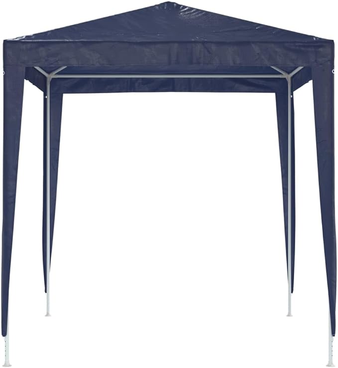 Blue Polyethylene Party Tent 6.6 x 6.6 ft Outdoor Canopy for Summer Events and Weddings with UV-Resistant Waterproof Cover and Sturdy Iron Frame