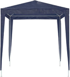Blue Polyethylene Party Tent 6.6 x 6.6 ft Outdoor Canopy for Summer Events and Weddings with UV-Resistant Waterproof Cover and Sturdy Iron Frame