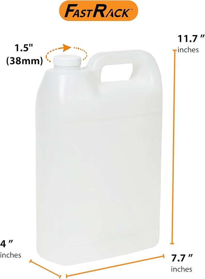 FastRack 1 Gallon Water Jug (Pack of 4) | F-Style Reusable Plastic Jug with lid for Liquids | Heavy-Duty Water Container for Storage, Camping | BPA-Free Gallon Jugs with Lid
