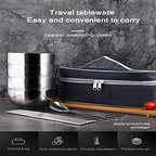 Picnic Tourist Set Outdoor Stainless Steel Tableware Camping Cutlery Chopsticks Spoon Bowls Bag Dinnerware Travel Tools (Color : B) (D)