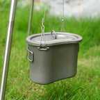 Outdoor Camping Pure Titanium Lunch Box Folding Handle bento Box Mountaineering Ultra-Light Tableware，2pcs/Set