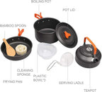 Camping Cookware Kit Outdoor Aluminum Cooking Set Water Kettle Pan Pot Travelling Hiking Picnic BBQ Tableware Equipment