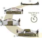 CAMPROS CP Tent 8 Person Camping Tents, Weather Resistant Family Tent, 5 Large Mesh Windows, Double Layer, Divided Curtain for Separated Room, Portable with Carry Bag