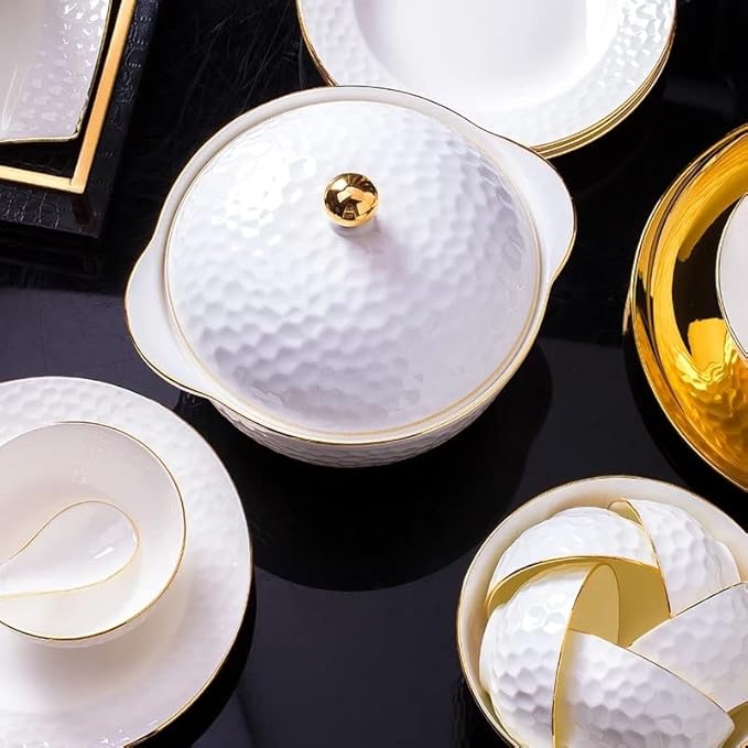 Tableware Set,36 Heads Ceramic Dinner Dish Rice Bowl Soup Bowl Salad Noodles Bowl Plate Dinnerware Set Tableware