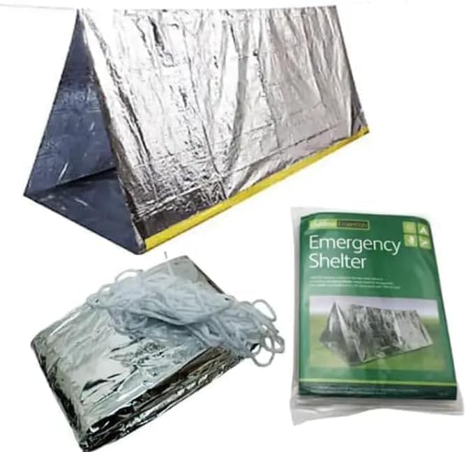 2 Person Mylar Emergency Shelter Tube Tent + Paracord • All-Weather Protection for Camping, Hiking, & Survival Kits Sliver