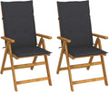 Patio Reclining Chairs ,Bistro Chair,Patio Funiture,Lawn Chairs,Armchair,Beach Chair,Camp Chair,Coffee Chair,for Outdoor,Fire Pit,Deck,Lawn,Outside,Garden,2 pcs with Cushions Solid Acacia Wood