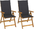 Patio Reclining Chairs ,Bistro Chair,Patio Funiture,Lawn Chairs,Armchair,Beach Chair,Camp Chair,Coffee Chair,for Outdoor,Fire Pit,Deck,Lawn,Outside,Garden,2 pcs with Cushions Solid Acacia Wood
