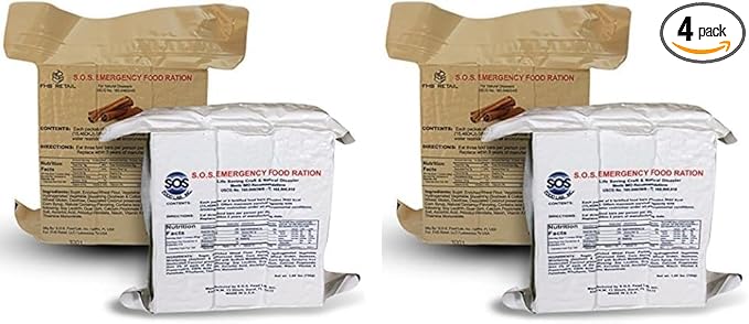 S.O.S. Rations Emergency 3600 Calorie Food Bar (Cinnamon + Coconut), (Pack of 4)