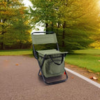 LEADALLWAY Fishing Chair with Cooler Bag Compact Fishing Stool Foldable Camping Chair
