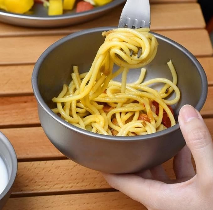 Pure Titanium Bowl Outdoor Camping Portable Single Layer Salad Bowl Household Tableware(1600ML)