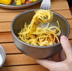 Pure Titanium Bowl Outdoor Camping Portable Single Layer Salad Bowl Household Tableware(500ML)