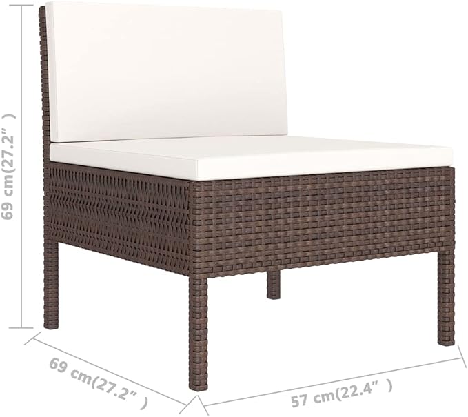 Patio Chairs 3 pcs with Cushions Poly Rattan,Garden Chairs,Furniture Set,Outdoor Chairs,Lawn Chairs,Balcony Chairs,Study Chair,Camping Chair,for Dining Room,Living Room,Study Room,Garden, Brown