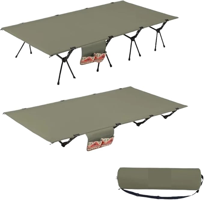 Folding Camping Cot Camping Bed Aluminum Alloy Folding Ultra-Light Lightweight Outdoor Camping Tent Break 4/3pcs Rods(90 cm Green B)
