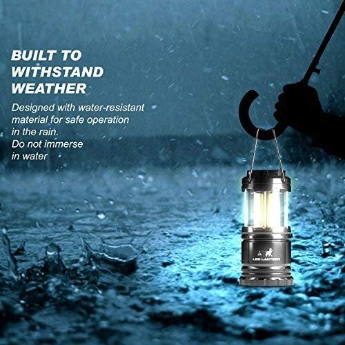 MalloMe LED Camping COB Lantern Flashlights 8 Pack - Super Bright - 240 Lumen Portable Outdoor Lights - AA Batteries Required, Not Included (Black, Collapsible)