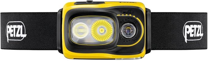 PETZL, Headlamp Swift Rl Black/Yellow, Compact, Powerful, Lightweight, and Rechargeable headlamp Featuring Reactive Lighting® Technology®. 1100 lumens
