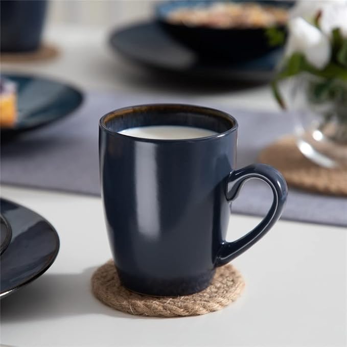 GaRcan Dinner Plate Tableware Set Vintage Ceramic Stoneware Set with Dinner&Dessert Plate,Bowl,Coffee Cups/Green-48-Piece (Blue16piece)