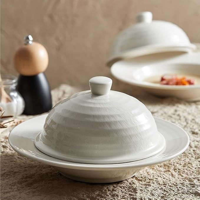 Camping Plates Ceramic Dinner Plate Hotel Tableware Club Restaurant Place Setting With Lid Pasta Decorative Plate(A)