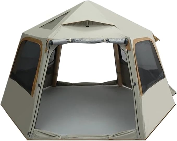 Hexagonal Folding Inflatable Tent - Large Family Quick Automatic Opening Camping Tent for Outdoor Travel, Spacious Windproof Waterproof Camping Equipment