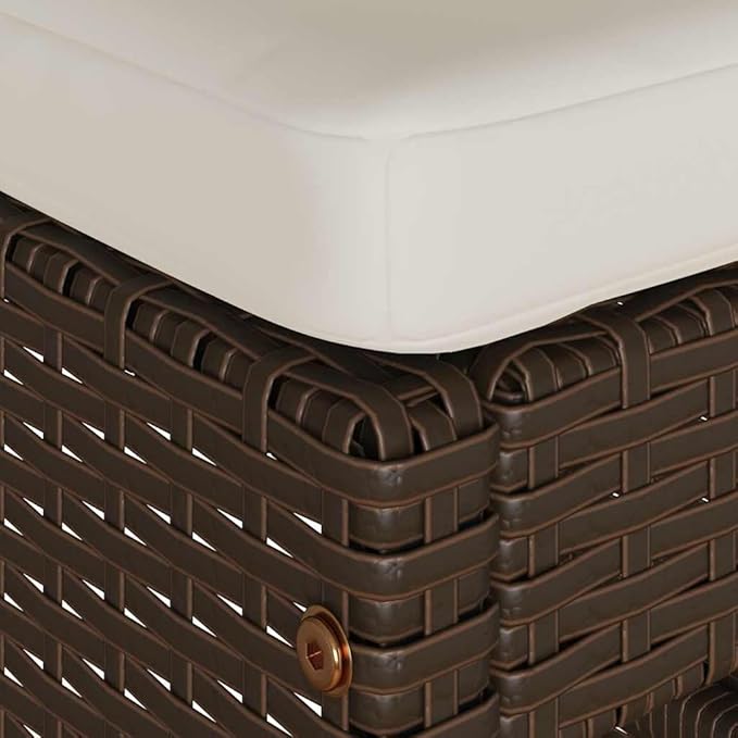 Patio Bar Stools with Cushions 4 pcs Brown Poly Rattan Dinning Chairs Camping Chair Camping Chairs Porch Chairs for Outdoor Dining Bedroom Patio