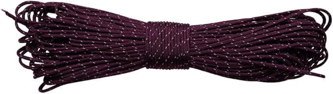 Paracord Planet – Fluorescent 1.75mm Reflective Guyline 95 Paracord Tent Rope Camping Parachute Cord – Maroon – 65ft