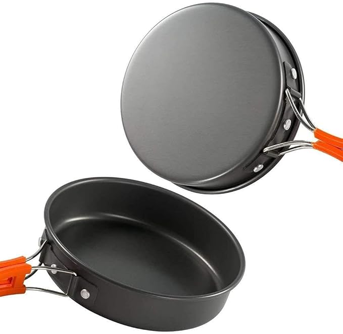 Camping Cookware Kit Outdoor Aluminum Cooking Set Water Kettle Pan Pot Travelling Hiking Picnic BBQ Tableware Equipment Camping