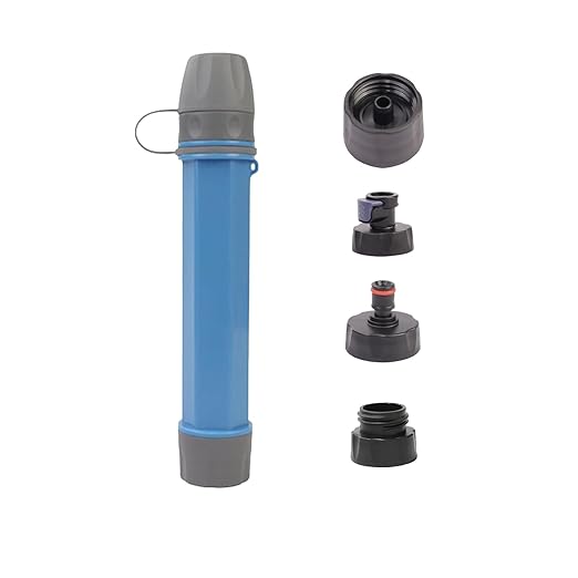 1 Pack Survival Water Filter Straw for Hiking & Camping, 2025 Personal Portable Water Purifier, 3000L Long Life, Includes Bottle & Hydration Bladder Adapters (1, Sky Blue, 3x3x19.3cm)
