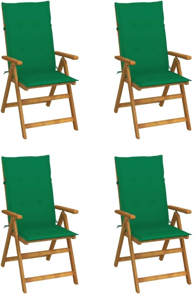 Patio Reclining Chairs,Bistro Chair,Patio Funiture,Lawn Chairs,Armchair,Beach Chair,Camp Chair,Coffee Chair,for Outdoor,Fire Pit,Deck,Lawn,Outside,Garden, 4 pcs with Cushions Solid Acacia Wood