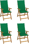 Patio Reclining Chairs,Bistro Chair,Patio Funiture,Lawn Chairs,Armchair,Beach Chair,Camp Chair,Coffee Chair,for Outdoor,Fire Pit,Deck,Lawn,Outside,Garden, 4 pcs with Cushions Solid Acacia Wood