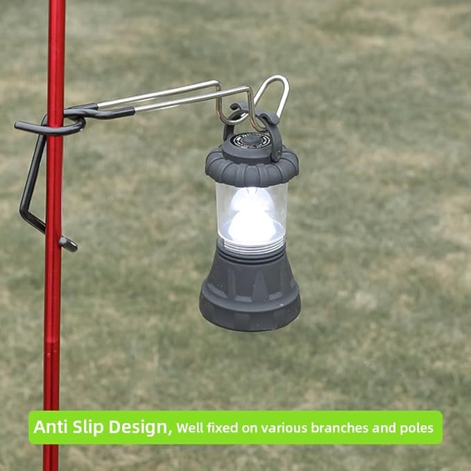 Outdoor Camping Lantern Hook for Tent lamp Hanger, Bird feeders, Garden Lights, Heavy Duty Outdoor Light Hook - Sturdy and Non Slip Pole Hooks for Yard lightings, Decor, 2 PCS