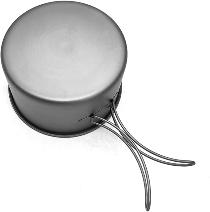 Camping Campfire Utensils, Outdoor Pure Titanium Folding Handle Portable Frying Pan Tableware Camping Cooker Backpacking Gear