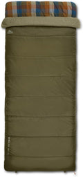Kelty Wayback Flannel Lined Sleeping Bag, Built in Blanket, Traditional Rectangle Shape, Organic Flannel Cotton Liner, Dual Locking Slide Zips