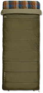 Kelty Wayback Flannel Lined Sleeping Bag, Built in Blanket, Traditional Rectangle Shape, Organic Flannel Cotton Liner, Dual Locking Slide Zips