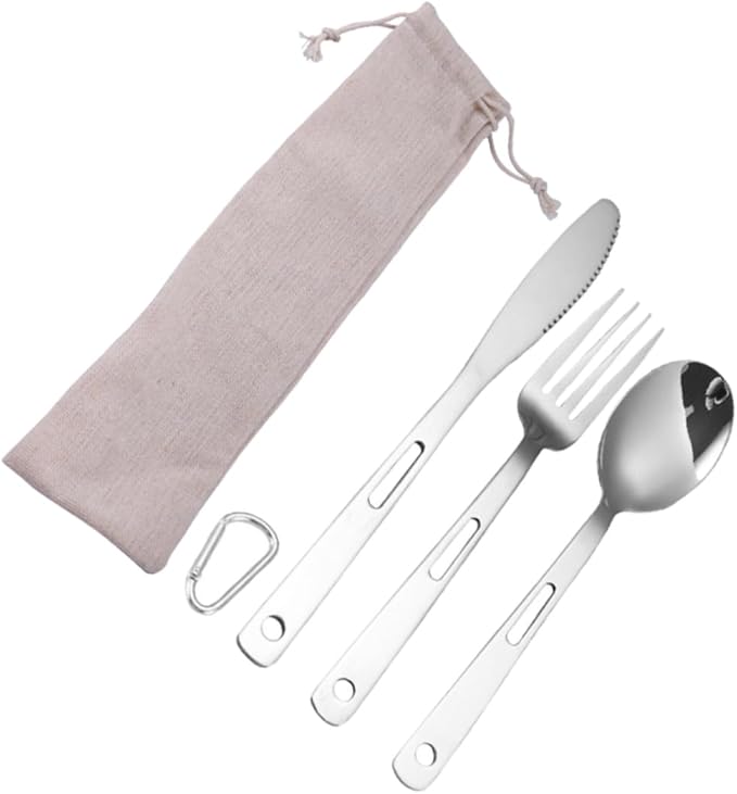 Yardwe 1set Camping Cutlery Portable Stainless Steel Utensils for Outdoor Activities and Lightweight Tableware for Bbq Picnic Hiking and Camping