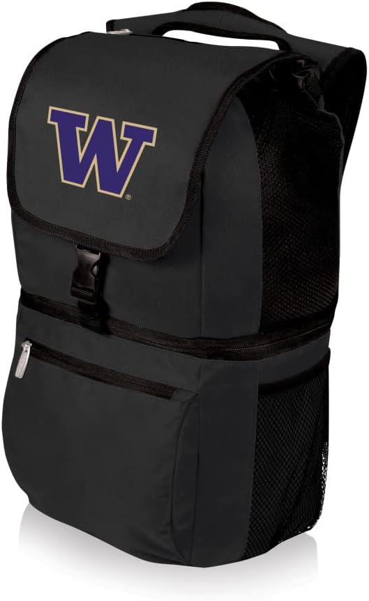 PICNIC TIME NCAA Washington Huskies Zuma Backpack Cooler - Soft Cooler Backpack - Lunch Cooler, (Black)