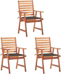 Patio Dining Chairs ,Outdoor Chairs,Coffee Chair,Study Chair,Bistro Chair,Fishing Chairs,Camp Chair,Garden Chairs,for Deck, poolside,Camping,Beach,Campsite,3 pcs with Cushions Solid Acacia Wood