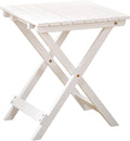 Small Side Table Square Folding, Patio Foldable Wooden End Table for Outdoor Indoor Porch Camping Living Room Bedroom, as Coffee Table or Plant Stand, White