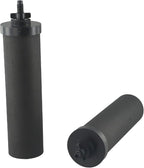 NSF Certified Activated Carbon Water Filter Elements, 2-Pack Coconut Shell Cartridges for Outdoor Camping and Hiking, Removes Sediment Rust Heavy Metals, 2.25x9.75 Inch, Black