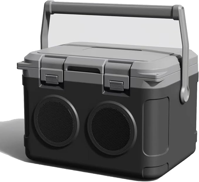 Camp Cooler with Bluetooth Speaker 22 Quart，48 Hours Ice Retention, Portable Handle, Outdoor Camping Cooler for BBQs, Beach, Hiking