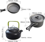 1 Set Outdoor Pots Pans Camping Cookware Picnic Cooking Set Non-Stick Tableware with Foldable Spoon Fork Kettle Cup