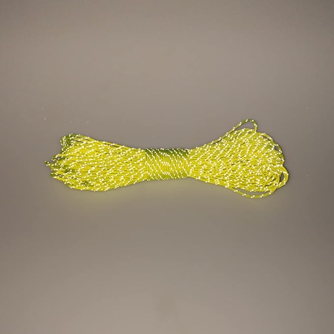 Paracord Planet – Fluorescent 1.75mm Reflective Guyline 95 Paracord Tent Rope Camping Parachute Cord – Neon Yellow – 65ft