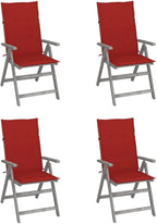 Patio Reclining Chairs,Camp Chair,Barbecue Chairs,Fishing Chairs,Bistro Chair,Coffee Chair,Patio Funiture,for Dining Room,Living Room,Study Room,Garden, 4 pcs with Cushions Solid Acacia Wood