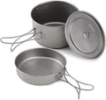 Titanium Bowls Camping Cookware Set Camping Pot Outdoor Pan Outdoor Cooking Tableware with Foldable Handles Mesh Sack,