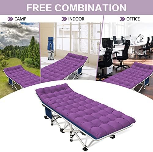 Camping Cot with Comfortable Mattress Cots for Sleeping Premium Fabric Camping Bed Easy Setup Folding Cot with Carry Bag for Guest Bed Adults Home Office Outdoor