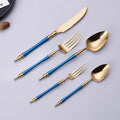 60-Piece Stainless Steel Flatware Set - Vintage Relief Cutlery for Hotel & Home - Retro Blue Tableware with Steak Knives, Forks, and Spoons - Elegant Dining Essentials