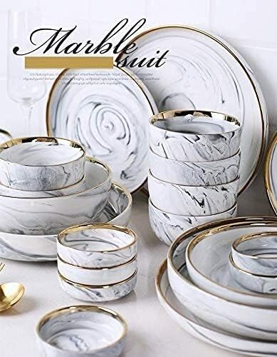 Dinner Plate Stylish Dinner Set for Restaurant and Home, Dinnerware Set Ceramics European Style Marble Dishes and Plates Porcelain Cake Dish Pastry Fruit Tray Ceramic Tableware Steak Dinner Pl (6 Peop