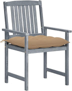 Patio Chairs with Cushions 8 pcs,Bistro Table and Chairs Outdoor,Lounge Chair,Patio Dining Chairs,Camping Chair,for Outdoor Patio, Campsite, or Yard, Solid Acacia Wood Gray